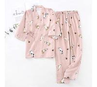 FRESQA 2PCS Japanese Lover Clothing Set Kawaii Cat Printed Kimono Yukata Steaming Wear Pajamas Man Woman Bathrobe Nightgown Japan