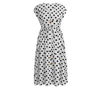 FRESQA 5XL Women's Polka Dot Summer Dresses Sleeveless V Neck A Line Bohemian Midi Print Chiffon Dress 3XL White