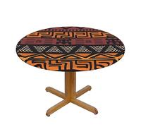 FRESQA African Mud Cloth Tribal Chic Round Tablecloth Set Polyester Linen Dining Table Covers for Your Everyday