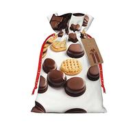 FRESQA Cookies Food Chocolate Chip Biscuits Premium Burlap Drawstring Gift Bag - Artisan Cloth Gift Bag Perfect For Christmas