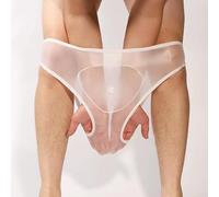 FRESQA Glossy Sheer Men's Panties Underwear See Through Penis Cover Men Shiny Silky Briefs Panties Lingerie Sexy Male Man