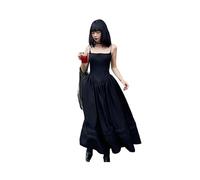 FRESQA Goth Dark Elegant Lolita Mall Gothic Bodycon Long Dresses Grunge Style Lace Up Women Black Dress Alt Sexy Sling Partywear