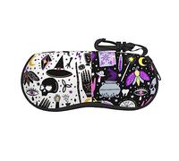 FRESQA Ice Cream Ultra Light Shockproof Portable Travel Zipper Eyeglasses Soft Case With Belt Clip,Unisex, Magic Witch Witchcraft Bohemian Drawing, One size