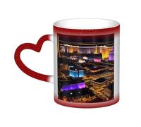 FRESQA Las Vegas Night View Magic Heat-Sensitive Color Changing Ceramic Mug-Crafted Temperature Sensitive Novelty Mug