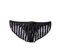 FRESQA Men's Sexy Striped Briefs See Through Underwear Transparent Breathable Mesh Bikini U Convex Bulge Pouch Panties