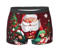 FRESQA Musical Guitar Print Premium Boxer Briefs,Exceptional Comfort And Durability Men'S Underwear, Merry Christmas Santa Claus Gift, M