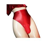 FRESQA Oily Sissy Pouch Panties Mens Seamless High Waist Underwear Sexy Cock Pouch High Elastic Gay Wear Glossy Ice Silk Erotic Briefs