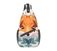 FRESQA Purple Black Goth Spooky Chest Bag Diagonally Sling Backpack Women Travel By Multifunctional Outdoor Sports Daypack, Cute Animal Fox Flower, One Size