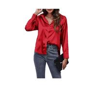 FRESQA Spring Satin Shirt Women Loose Button Up Blouse Shirt Ladies Imitation Silk Long Sleeve Shirt For Women