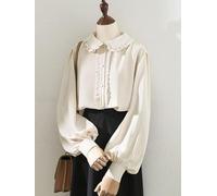 FRESQA Sweet cute Lolita Blouse women Kawaii Peter Pan Collar Loose Casual Tops female chic Ruffles Elegant Vintage Long Sleeve Shirts