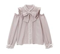 FRESQA Sweet Lolita Elegant Blouses Women M-4XL Spring Autumn Harajuku Lace Bow Long Sleeve Shirts Girly Kawaii Tops Blusas