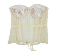 FRESQA Women Corset Bustiers With Bra Transparent Mesh Waist Girdle Shaper Vest Strapless Push Up Bodices XXS To 5XL