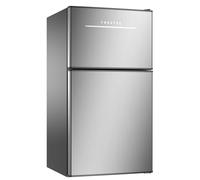 Frestec Mini Fridge with Freezer 3.2 Cu.Ft. 2 Door Refrigerator and Freezer Small Fridge for Bedroom Home Office Dorm, Small Drink Chiller, 37 dB Low Noise, Stainless Steel
