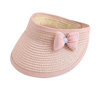 Frestepvie Toddler Baby Girls Summer Visor Sun Hat Adjustable Roll-up Beach Straw Sun Caps with Bowknot (UK, Alpha, One Size, Pink)