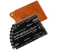 FretGuru METRIC+ 8-in-1 String Action Gauge Guitar Fret Ruler Precision Fret Rocker - Precise CNC Machined, Diamond Honed, Polished Edge Guitar String Height Gauge - Luthier Tool with Leather Case