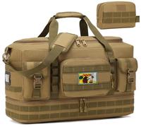 FRETHIND 50L Travel Bag with Toiletry Bag Set Men Women Sports Bag with Shoe Compartment Hand Luggage for Weekend Fitness Camping Gym Sauna, brown, Tactical