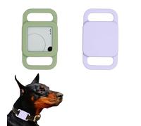 Fretime Silicone Tile Dog Collar Holder for Tile Mate 2020 & 2018, 2 Pack Tile Case Protective Cover for Pet Dog Cat (Avocado Green/Purple)
