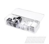 FRETONBA Cable Storage Box, 1Pcs Cable Tidy Management Box with 7 Compartments and 7 Cable Ties Reusable, Cord Organiser Box for Office, Home Charger Storage, White