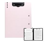FRETONBA Clipboard A4 with Double Clips, Foldover Clip Board with Cover, Plastic Document Folder, Lightweight Personal Organiser Suitable for School, Office, Industry, Pink
