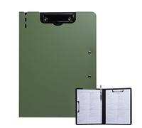 FRETONBA Clipboard A4 with Double Clips, Foldover Clip Board with Cover, Plastic Document Folder, Lightweight Personal Organiser Suitable for School, Office, Industry, Green