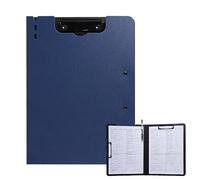 FRETONBA Clipboard A4 with Double Clips, Foldover Clip Board with Cover, Plastic Document Folder, Lightweight Personal Organiser Suitable for School, Office, Industry, Blue