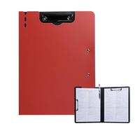 FRETONBA Clipboard A4 with Double Clips, Foldover Clip Board with Cover, Plastic Document Folder, Lightweight Personal Organiser Suitable for School, Office, Industry, Red