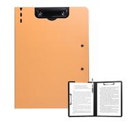 FRETONBA Clipboard A4 with Double Clips, Foldover Clip Board with Cover, Plastic Document Folder, Lightweight Personal Organiser Suitable for School, Office, Industry, Orange