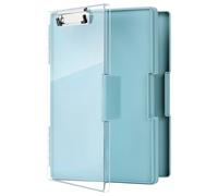 FRETONBA Clipboard A4 with Storage, Plastic Clip Board with Pen Holder, Portable Personalised Clipboard with Cover, Folder Box with Dual Compartment for School, Industry, Office Supplies, Green
