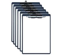 FRETONBA Clipboard Folder with Pen Holder, 6 Packs Clipboard A4 with Retractable Hook, Plastic Clip Boards with Secure Hold, Writing Clipboards for Office & Classroom Supplies, Blue
