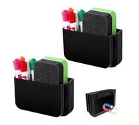 FRETONBA Magnetic Pen Holder Foldable, 2 Pcs Magnetic Marker Holder, Whiteboard Pen Holders Organizer, Magnetics Marker Storage for Fridge, Refrigerator, Locker (Black)