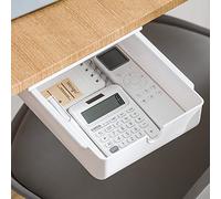 FRETONBA Mini Under Desk Drawer, White Hidden Desk Organizer,Self-adhesive