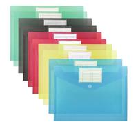 FRETONBA Plastic Wallets A4, 10 Pcs Folders for Paperwork A4, Waterproof Wallets with Velcro Fastening and Label Pocket, Plastic Envelopes for Home, School, Office Document Storage, Assorted Colours