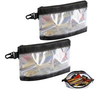FRETONBA Small Tool Pouch with Hanging Buckle, 2 Pcs Pvc Zippper Tool Bag with Mesh Window, Waterproof and Antistatic Pouch Bag for Spanner, Plier, Screw Storage Organiser, Transparent