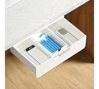 FRETONBA Under Desk Drawer Large Capacity, Slide Out Hidden Under Table Storage, Under-Desk Tray with 2 Mounting Options (Screws/Adhesive), Undermount Shelf Drawer for Office and Home, White