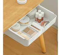 FRETONBA Under Desk Drawer Organiser Storage Box, Self-Adhesive Drawer Organiser for Office, Hidden Drawer Box, White,23.5 x 33 x 8.5 cm