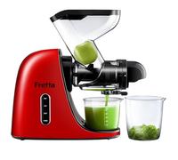 Fretta Slow Masticating Juicer Machine, BPA-Free Cold Press Juicer with Wide Dual Feed Chute, Auto Reverse, High Nutrient Extraction, Quiet Motor, Empire Red