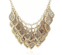 Fretwork Flower Leaf Pendant Necklace Charm Chain Gold Trendy Fashion