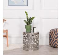 Fretwork Round Side Table - Silver Aluminium