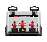 Freud 3 Piece Cove Bit Set - Ideal for Furniture, Shelving, Columns, Decorative Moldings and Woodworking - 1/2" Shank, 1/4", 3/8", 1/2" Radius - 89-550