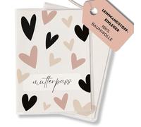 FreudenPost® Premium Maternity Log Cover Made of Canvas Fabric - Gift for Pregnancy & Birth - Compartment for Ultrasound Pictures - Stylish & Durable (Heart Black Dusky Pink)