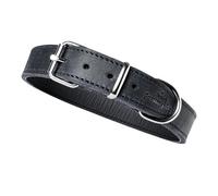 FREUDENTIER Alsterufer Collection Leather Collar for Small, Medium and Large Dogs Made of Certified Fat Leather, Handmade in the EU, Midnight, 33-44.5 cm