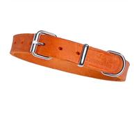 FREUDENTIER Alsterufer Collection Leather Dog Collar for Small, Medium and Large Dogs Made of Certified Fat Leather, Handmade in the EU, Sunset Orange, 33-44.5 cm