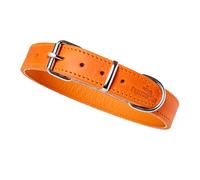 FREUDENTIER Leather Dog Collar, Alsterufer Collection, Leather Collar for Small, Medium and Large Dogs Made of Certified Fat Leather, Handmade in Europe (Sunset Orange, 47.5 - 59 cm)