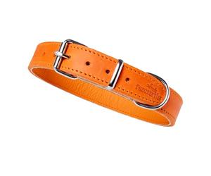 FREUDENTIER Leather Dog Collar, Alsterufer Collection, Leather Collar for Small, Medium and Large Dogs Made of Certified Fat Leather, Handmade in Europe (Sunset Orange, 47.5 - 59 cm)