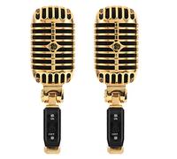 Frewurwer 2X Professional Wired Vintage Classic Microphone Dynamic Vocal Mic Microphone for Live Performance Karaoke(Gold)