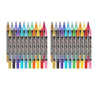 Frewurwer 2X Shimmer Markers Doodle Outline Dazzles 20 Colors Metallic Double Line Glitter Pen Set Super Sparkle Dazzlers