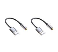 Frewurwer 2X USB to 3.5mm Jack Audio Adapter USB to Audio Jack Adapter Headset USB A to 3.5mm Female External Stereo Sound Card B