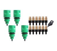 Frewurwer 4X Garden Hose Pipe One Way Adapter Tap Connector Fitting for Irrigation & 12 Set Copper Adjustable Nozzle