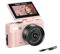 Frewurwer Compact 5K Digital Camera with 180° Flip Screen, WiFi Connectivity, Autofocus, Ideal for Vlog Recording By for Beginners& Teens Photography C