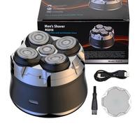 Frewurwer Electric Shaver Bald Head Hair Clipper Magnetic Adsorption with Travel Lock 2 Speeds 5D Floating Blade Rechargeable Black